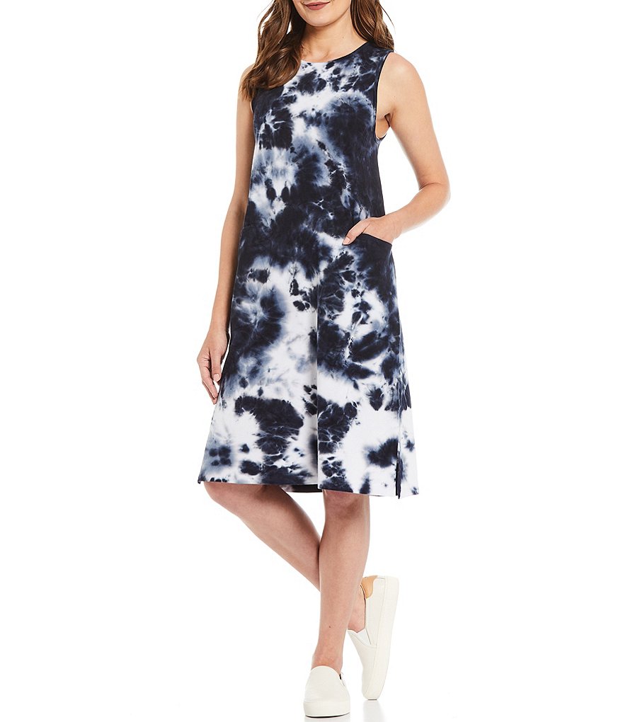 Kinesis Tie-Dye Sleeveless High Neck Pocket A-Line Dress