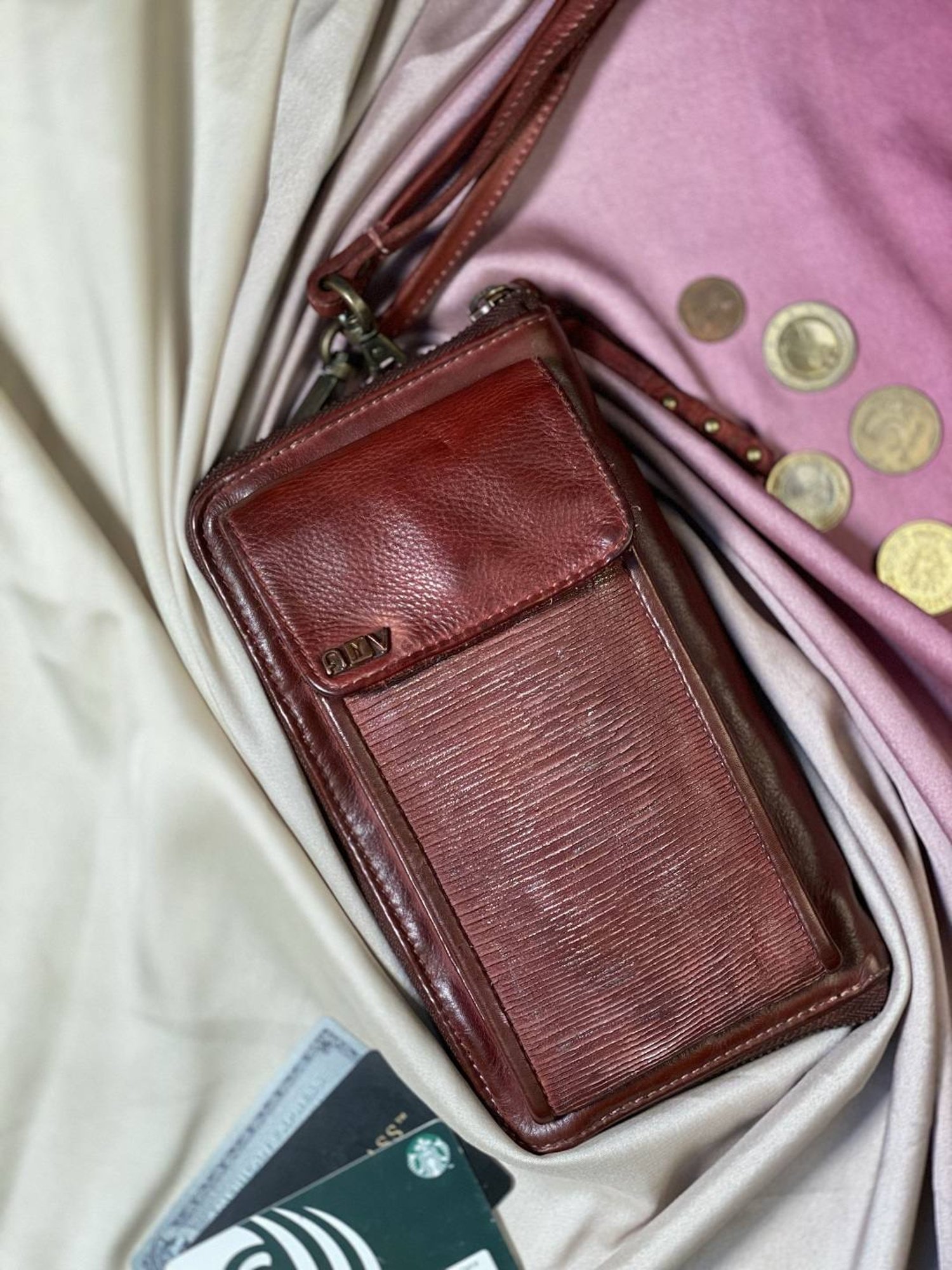 Art N Vintage Silvia Brown Leather Textured  Zip Around Wallet for Women