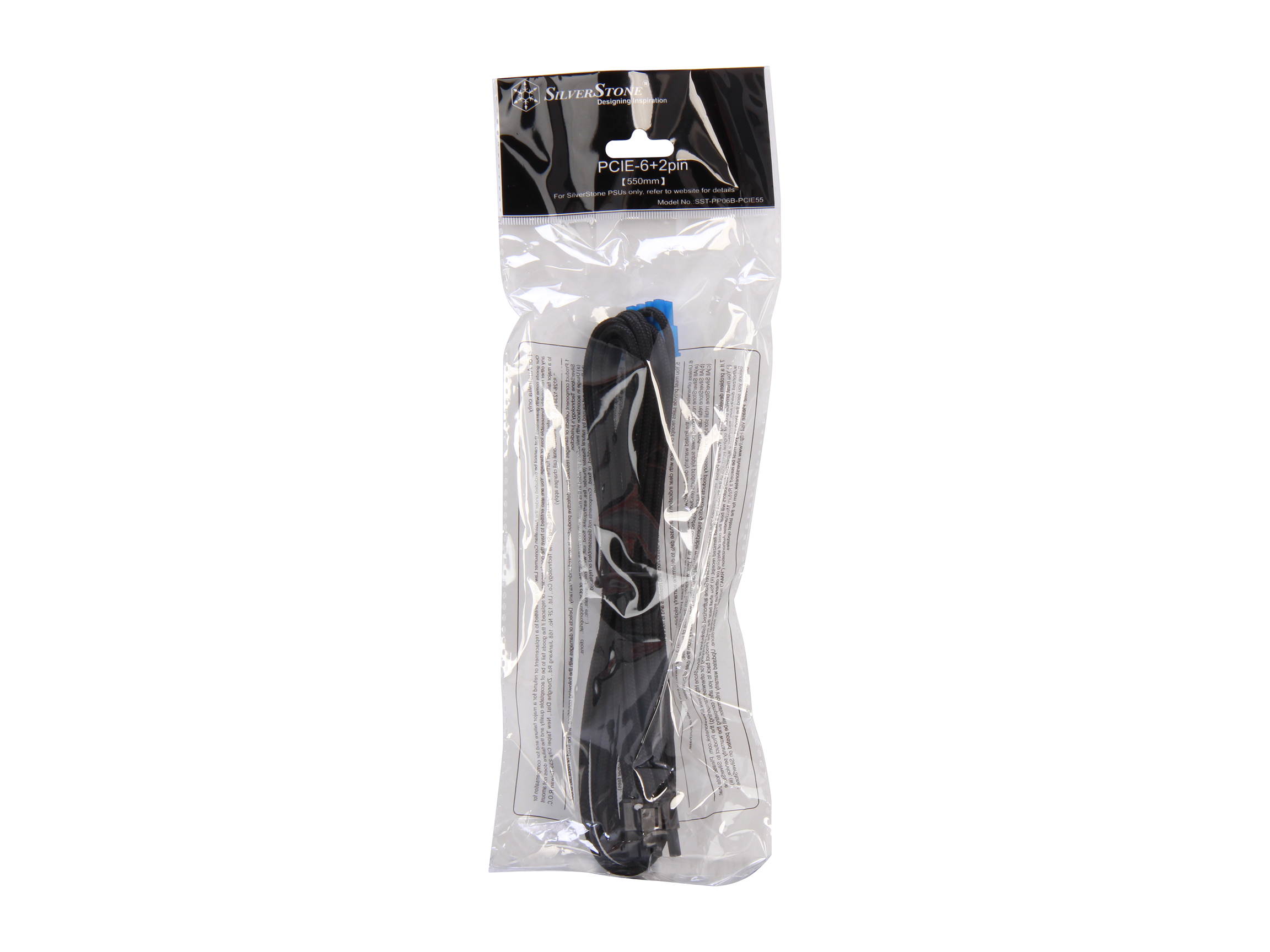 Silverstone PP06B-PCIE55 1.8 ft. Sleeved 1X PCI-E 8pin (6+2) Cable