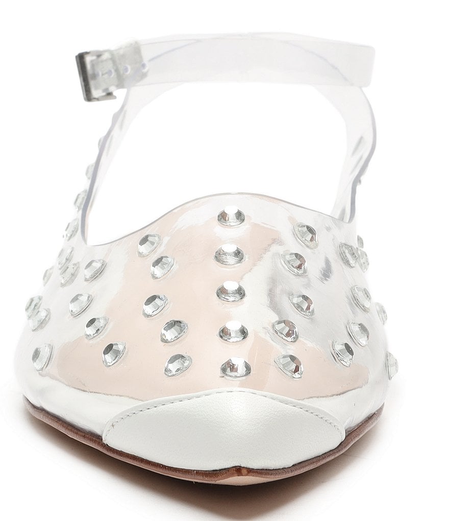 Schutz Biina Clear Vinyl Studded Pointed Toe Ankle Strap Flats
