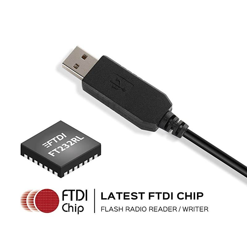 PC001 FTDI USB Programming Cable, Plug and Play, Compatible with Most Analog Two Way Radios with 2-Pin K Plug