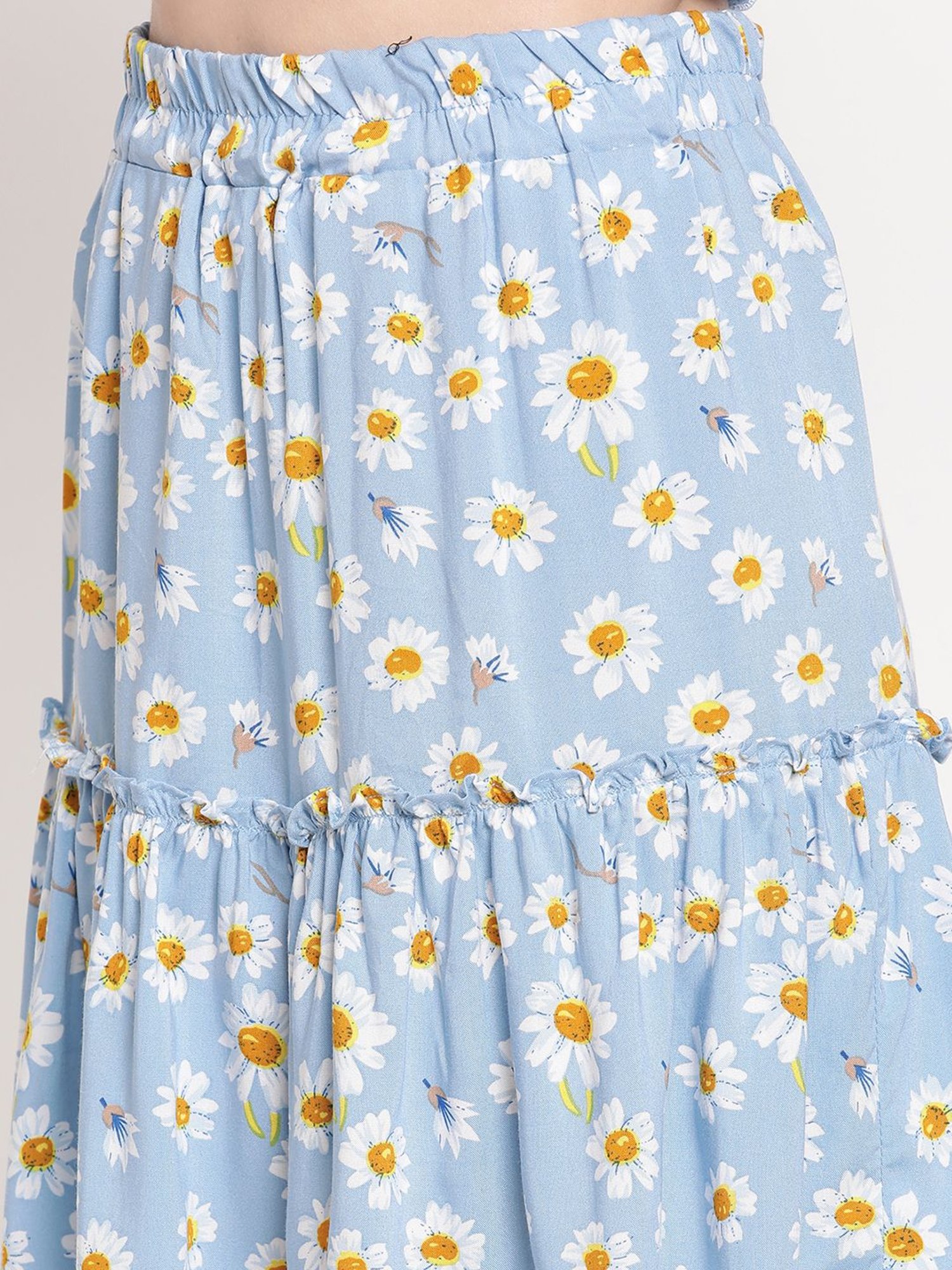 TAG 7 Blue Printed A-Line Skirt