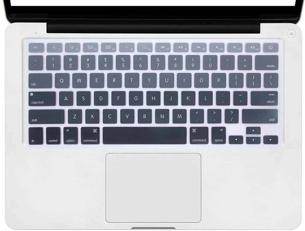 HRH Silicone Keyboard Cover Skin for MacBook Air 13,MacBook Pro 13/15/17 (with or w/Out Retina Display, 2015 or Older Version)&Older iMac USA Layout,Ombre Gray