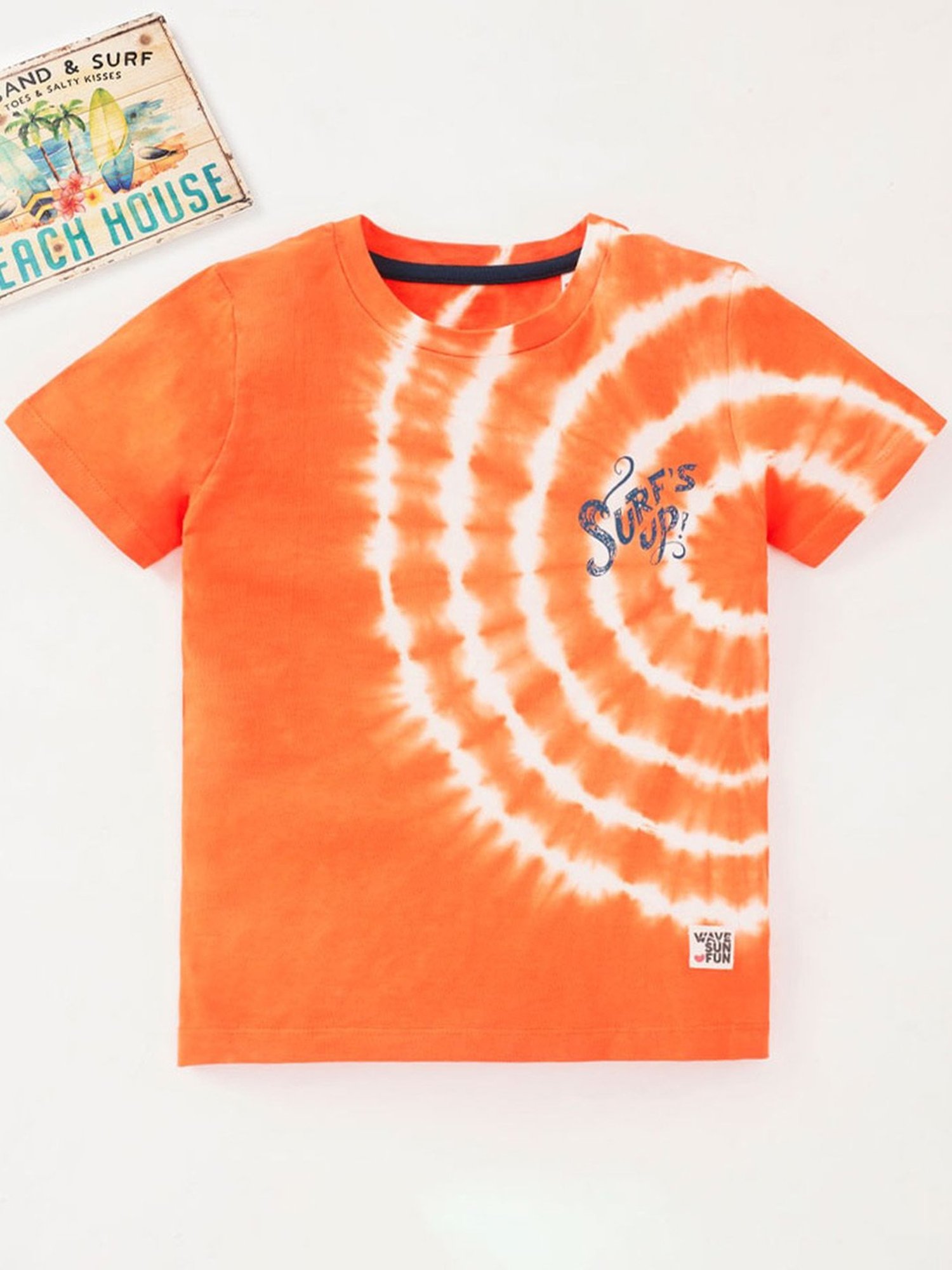 Ed-a-Mamma Kids Orange Cotton Printed T-Shirt