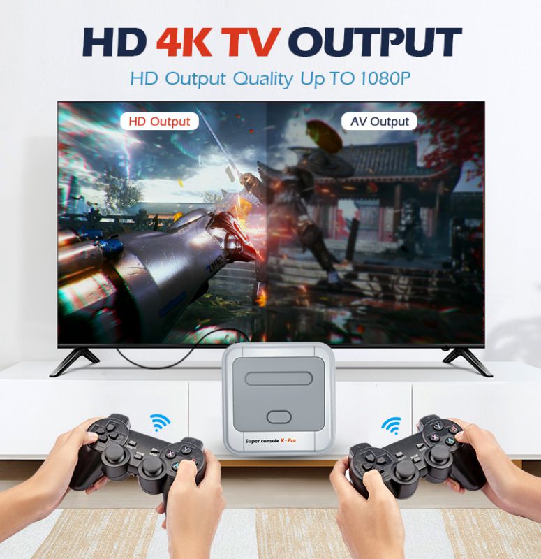 Super Game Console X Pro, Retro Video Game Console,4K HDMI TV Output Game Consoles Built-in 128G with 40000+ Video Games,Support for PS1/PSP/DC/N64