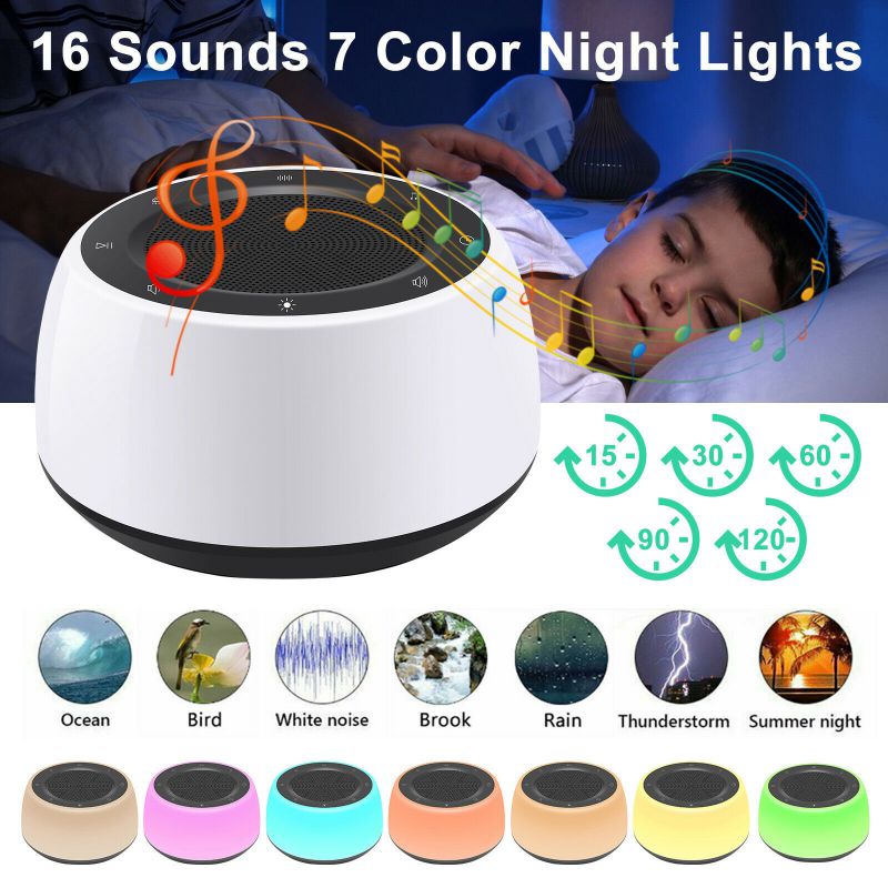 White Noise Sound Machine Sleep Therapy Relax Rain Nature 16 Sounds Baby Gift