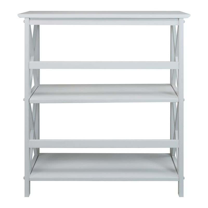 Casual Home Montego 3 Tier Open Shelf X Design Wooden Bookcase, Wood (White)