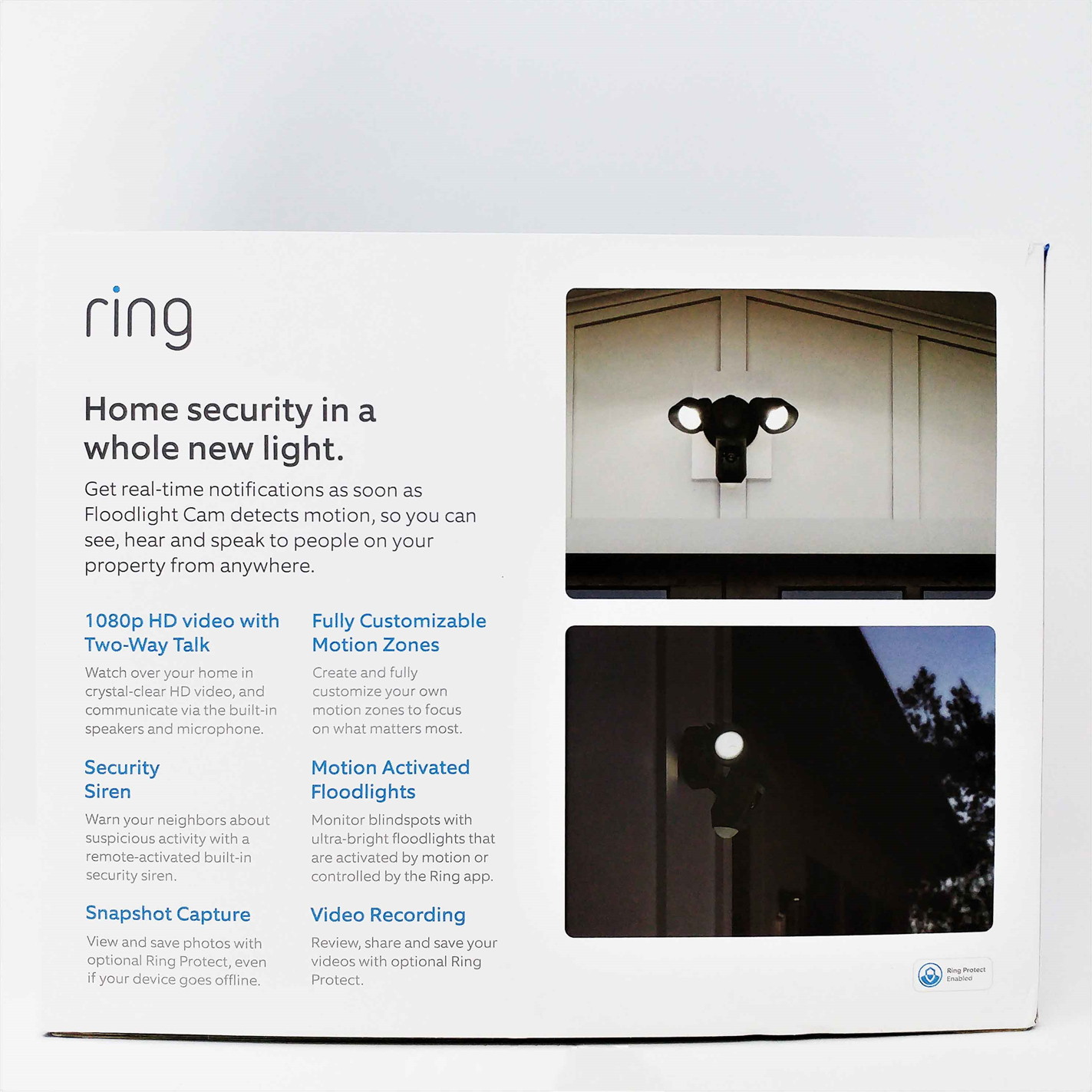 Ring Floodlight Camera Motion-Activated HD Security Cam Two-Way Talk and Siren Alarm - Black