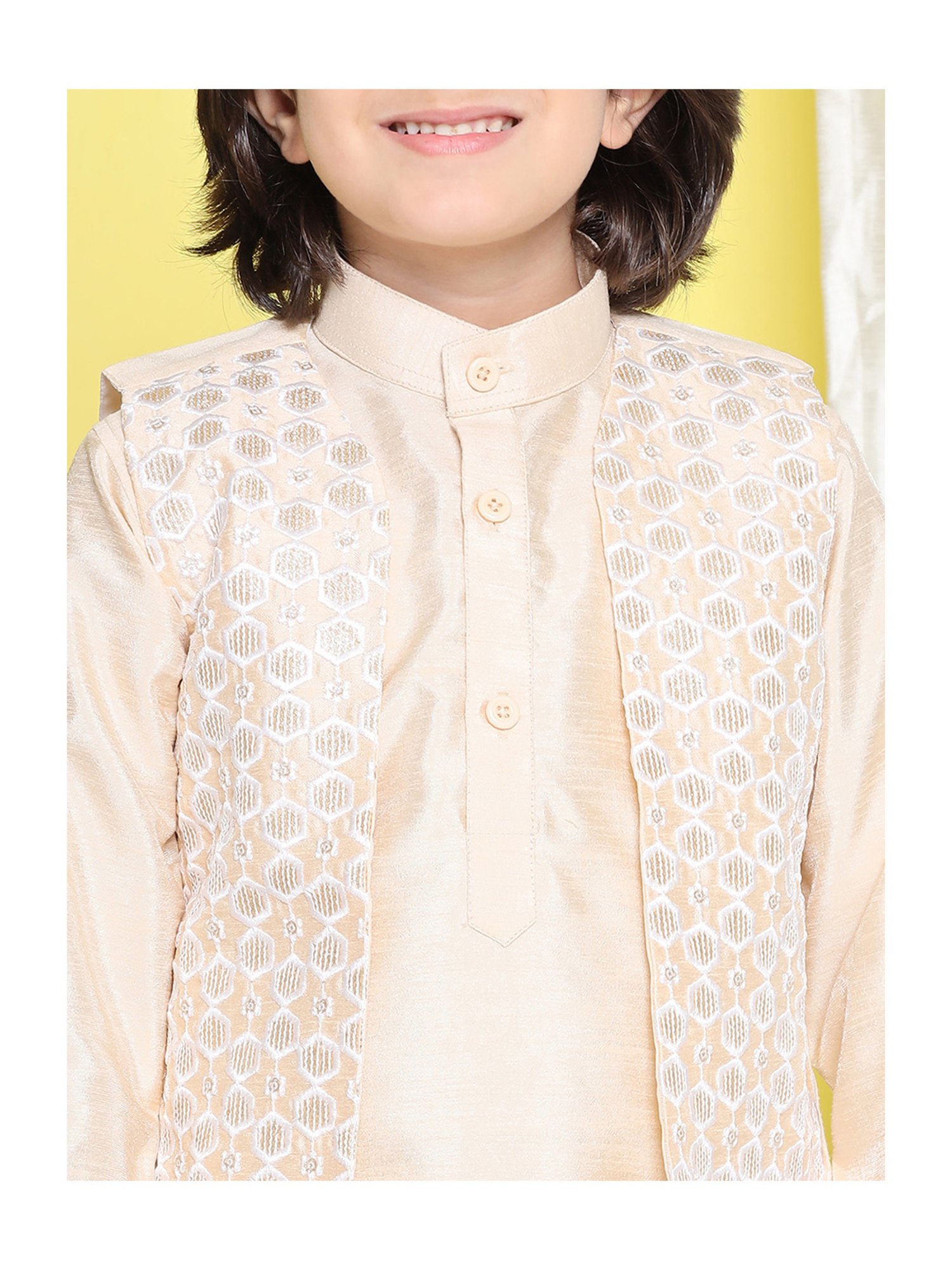 AJ Dezines Kids Black Embellished Full Sleeves Sherwani with Pants