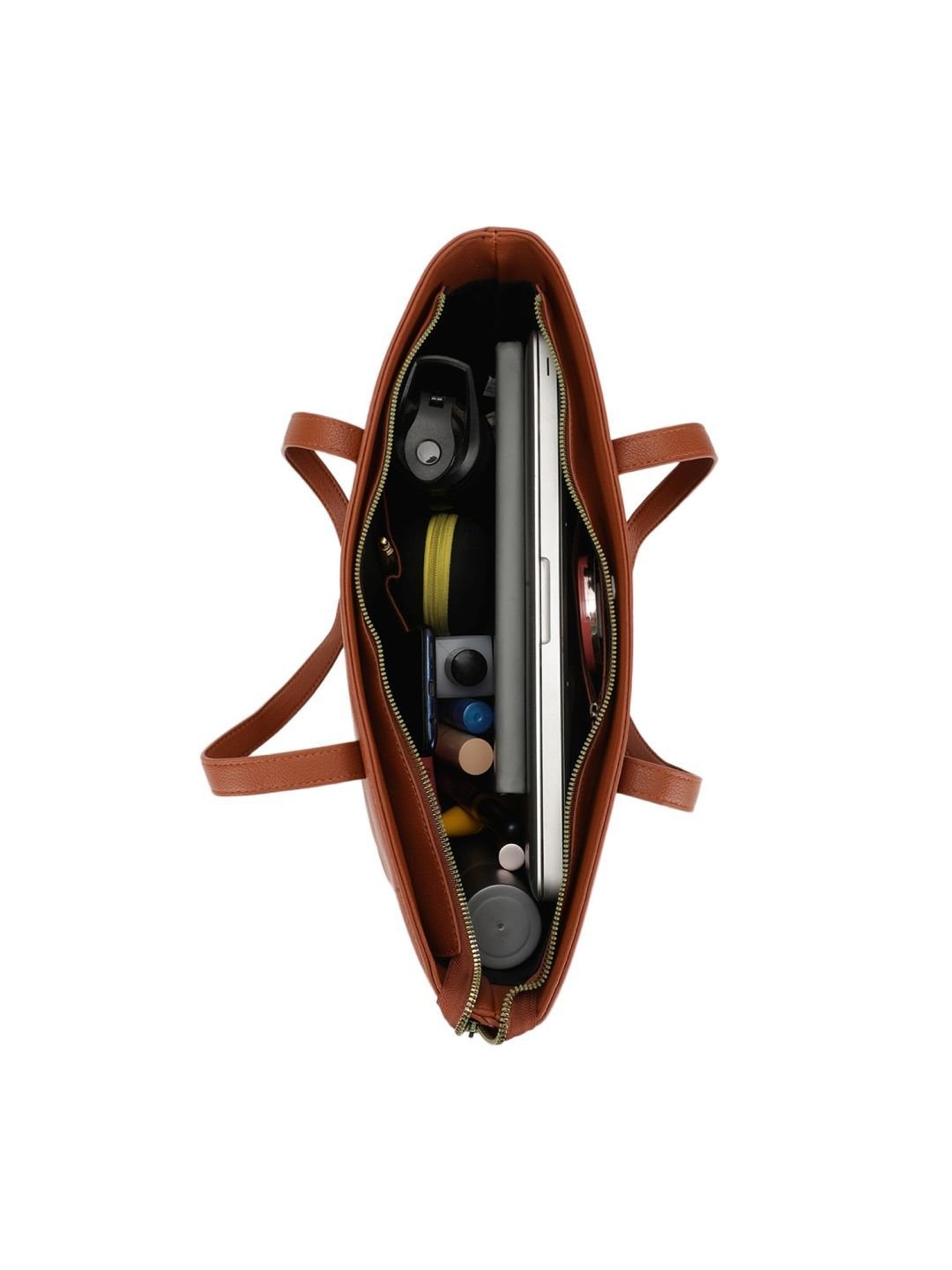 Tyra Daisy Tan Solid Faux Leather Tote Handbag