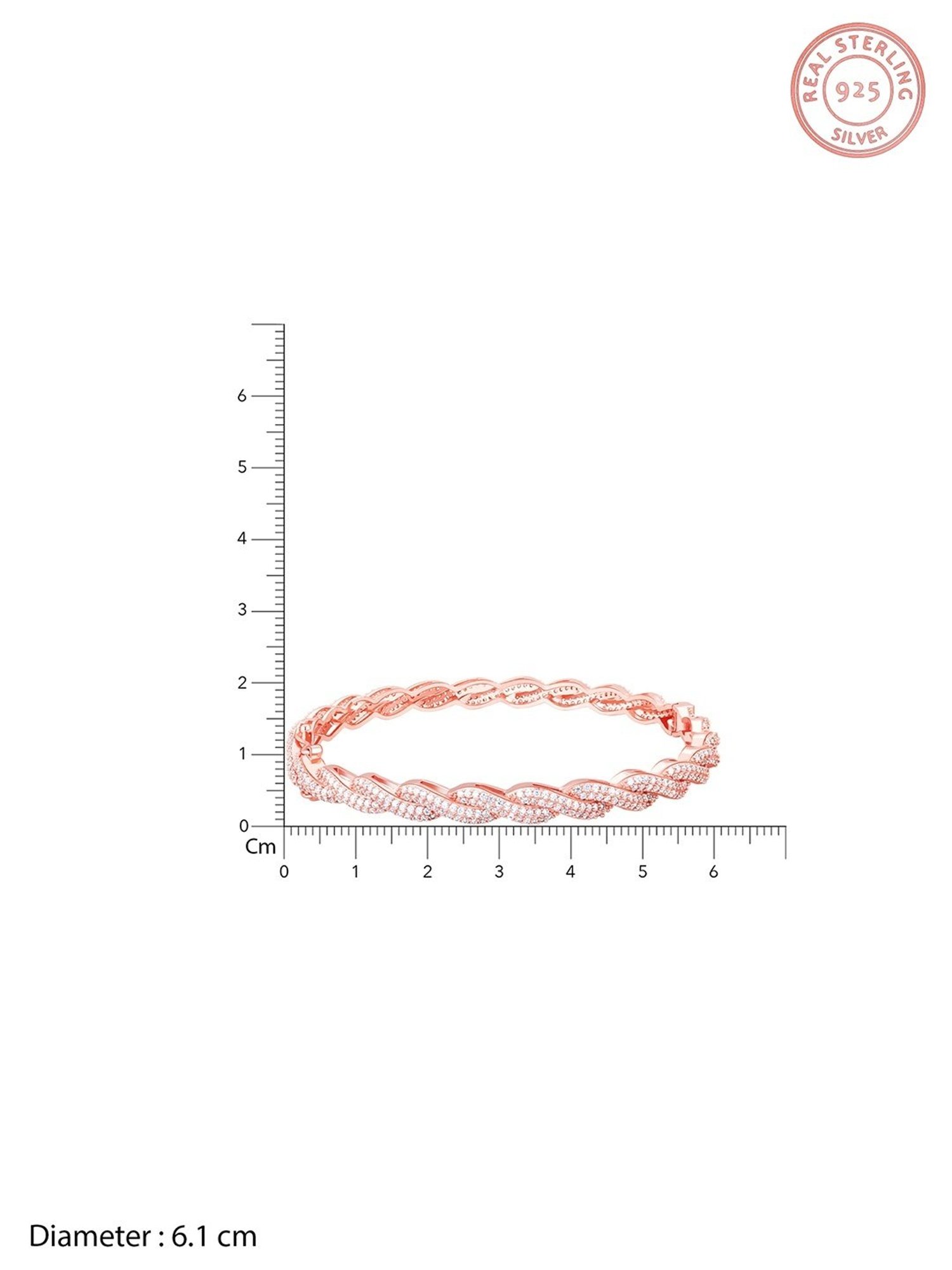 GIVA 92.5 Sterling Silver Rose Gold Spiral Splendour Bangle