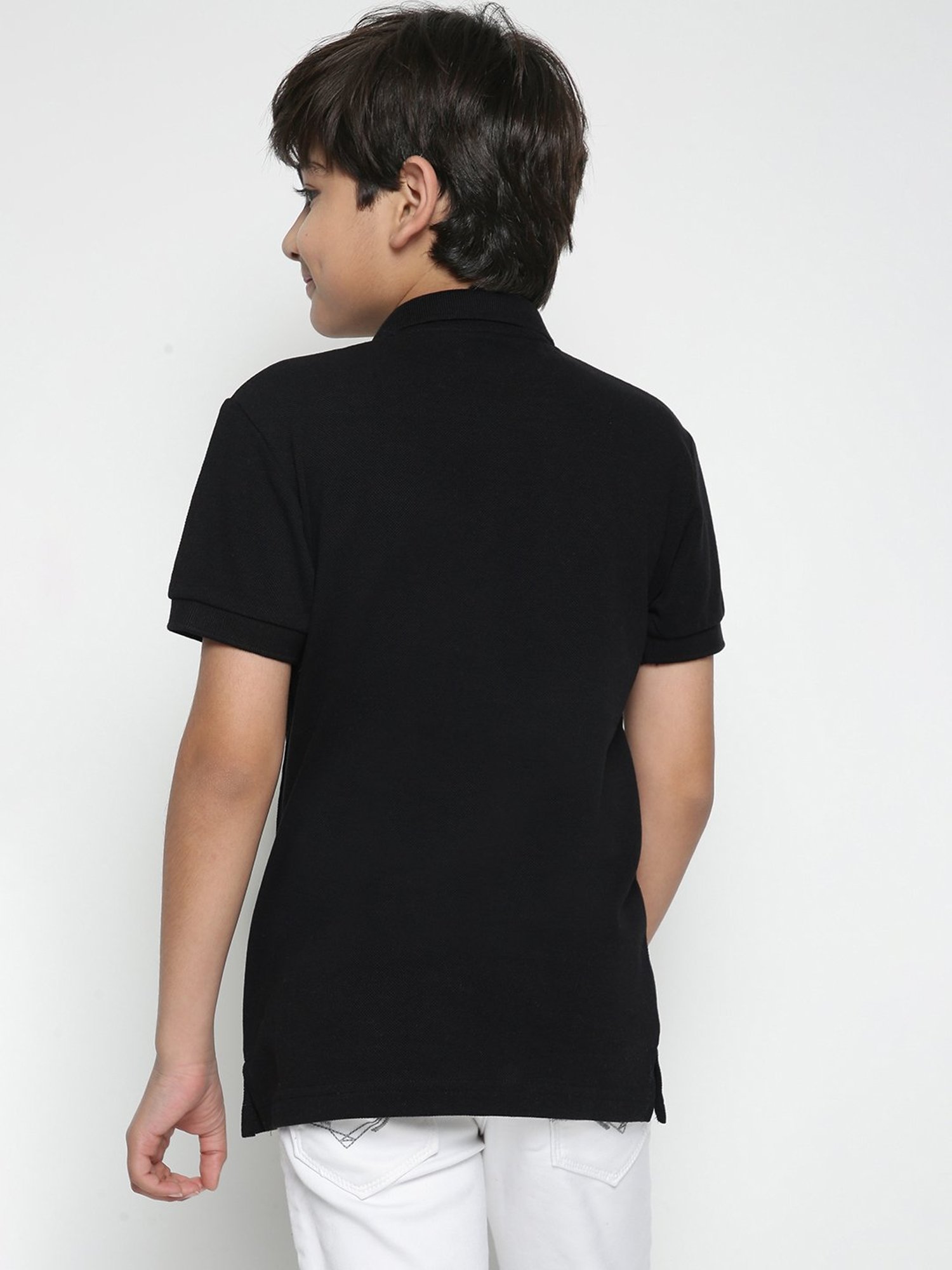 Lil Tomatoes Kids Black Solid Polo T-Shirt