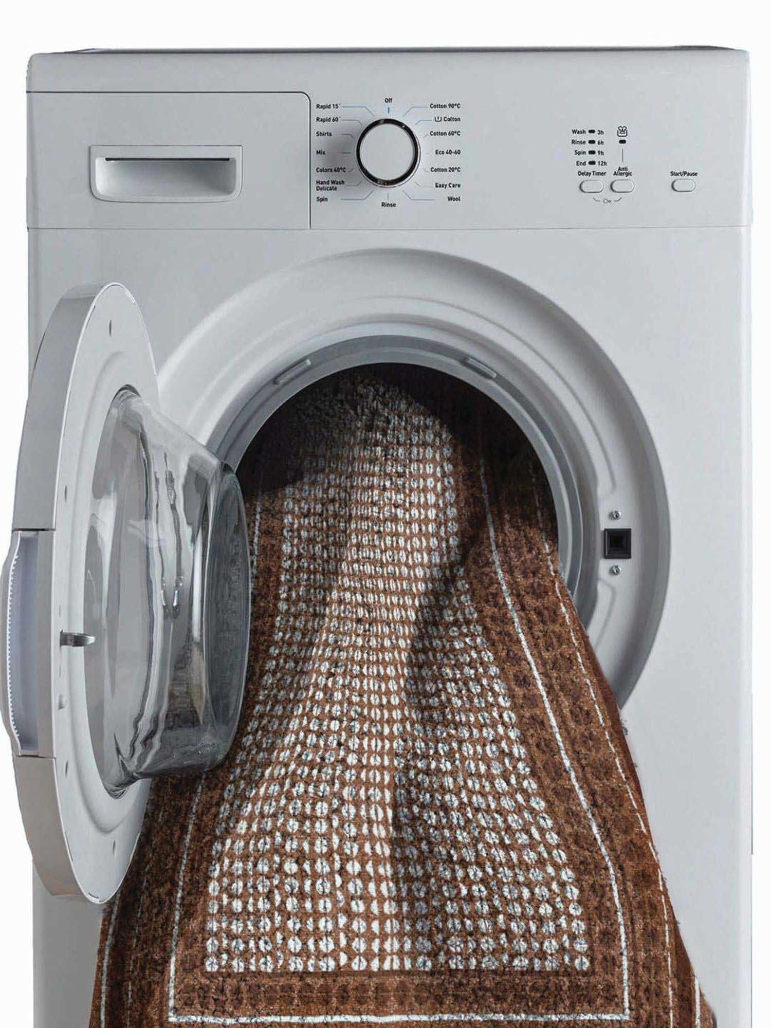 Welspun Blissful Brown Polyester 400 GSM Anti Skid Runner