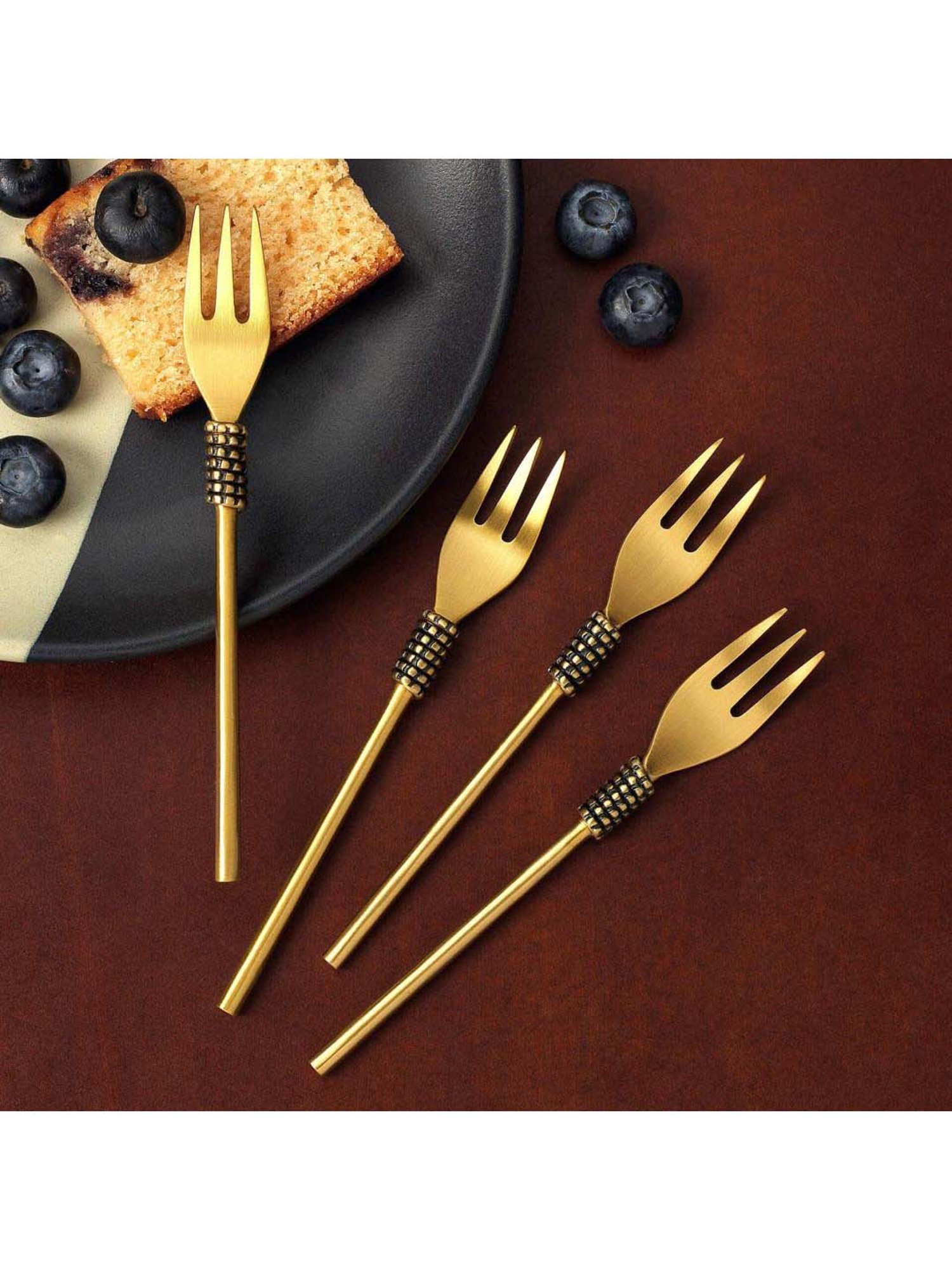 ellementry Masai Golden Brass Dessert Forks - Set of 4