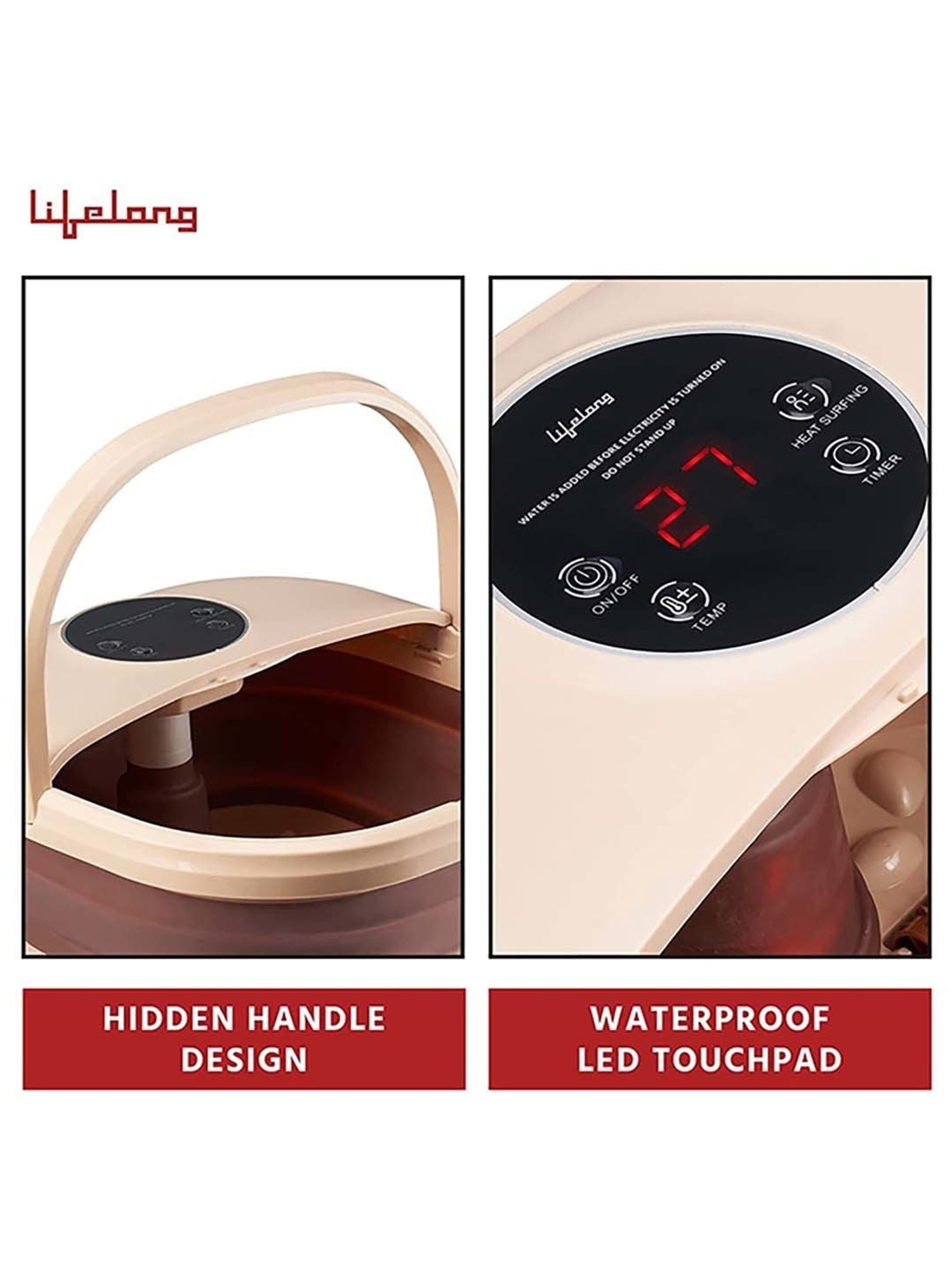 Lifelong LLM378 Electric Foldable Foot Spa Massager (Brown)
