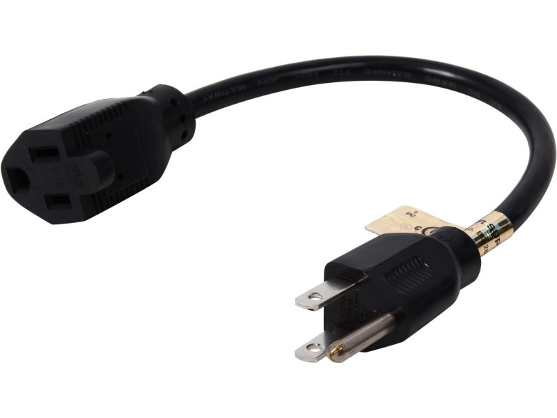 1M 16AWG Heavy Duty Power Extension Cord Power Extension Cable 3 Feet 1 Meters 3 Conductor NEMA 515P to NEMA 515R 13 Amp Power Cable ED70906