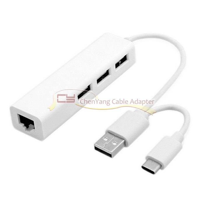 Combo USB 2.0 & 3.1 Type C USB-C Multiple Hub with Ethernet Network LAN Adapter