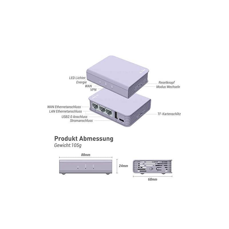 GL-MV1000 (Brume) Edge Computing Gigabit VPN Gateway, DDR4 1GB, Flash 16MB, EMMC 8GB, MicroSD Storage Support, OpenWrt/LEDE pre-Installed, 280Mbps High VPN Performance, Cables Included