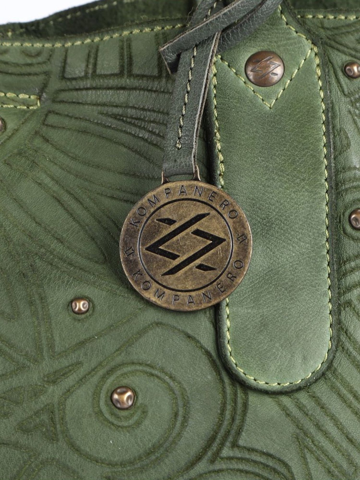 KOMPANERO Aria Sage Leather Textured Tote Handbag