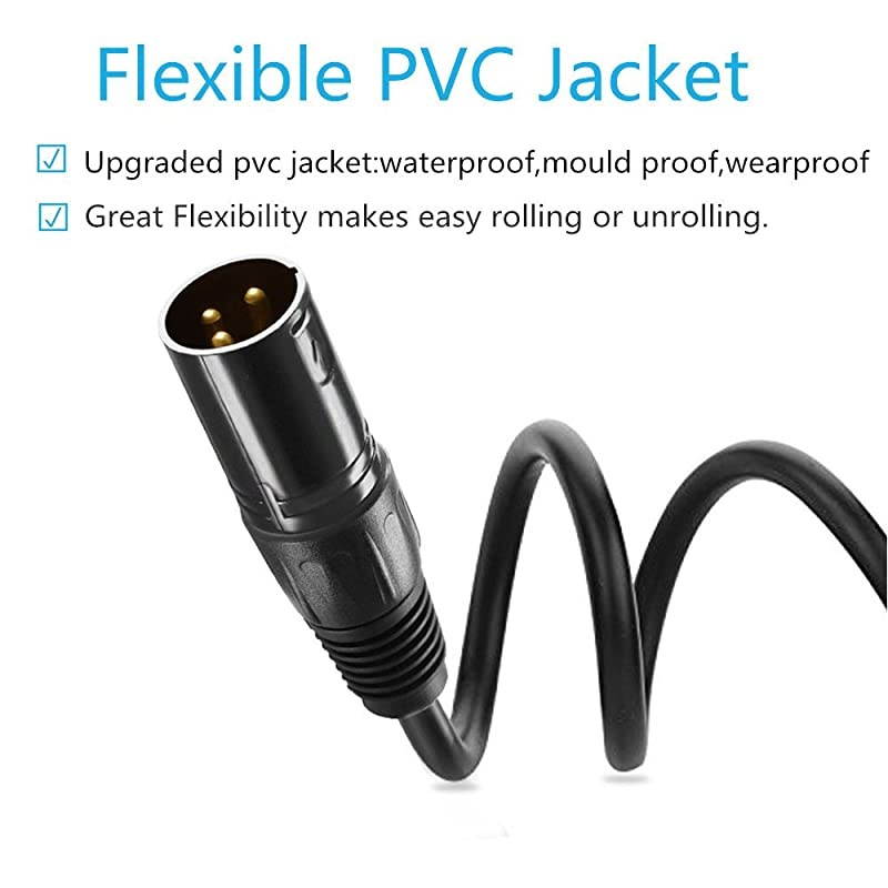 32 ft Flexible DMX Cable  GoldPlated 3 Pin Male to Female XLR Cable DMX Wire Best for DJ Stage Light Moving Head Par Lights 6 Pack