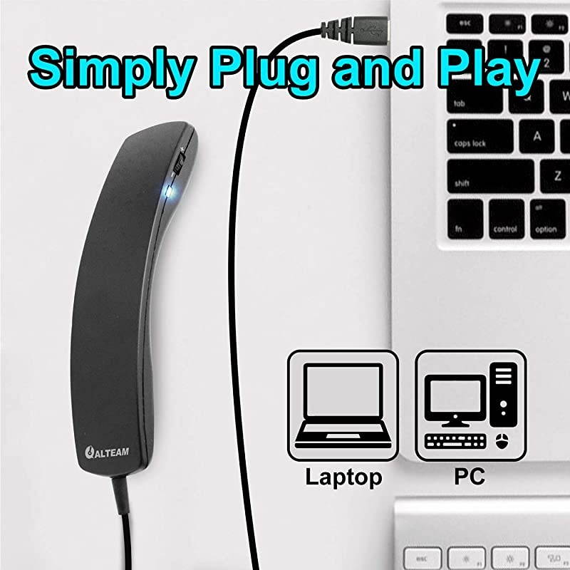 Wired Portable USB Handset Plug and Play with 2M Long Cable for Softphone Lightweight 78g Retro Volume Control Microphone Mute for ComputerSkypeVoipOffice DesktopPCLaptopCall Center