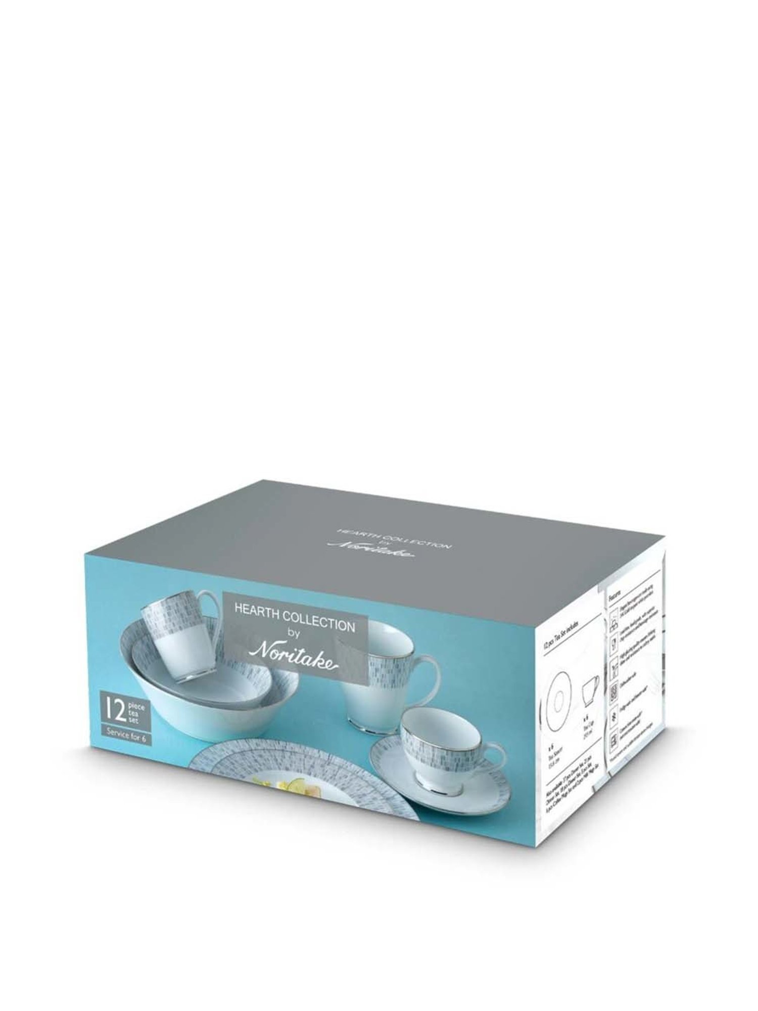 Noritake Ville De Platine White & Grey Porcelain 6 Cups (0.215 L) & 6 Saucers