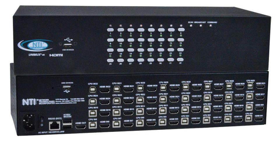 NTI unimux-hd4k-32 32-Port 4K HDMI USB KVM Switch