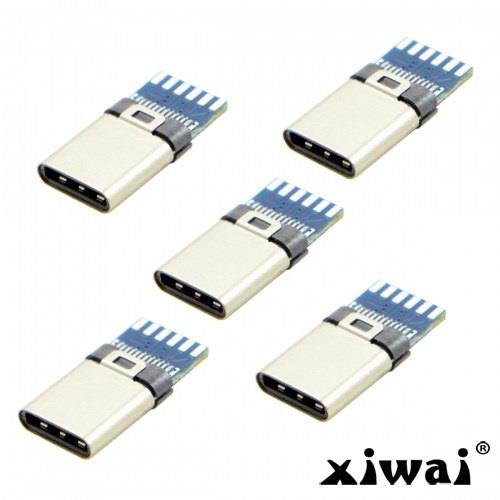 Xiwai 5set DIY 24pin Type C USB-C Male Plug Connector SMT type with 3.5mm SR and Housing Cover