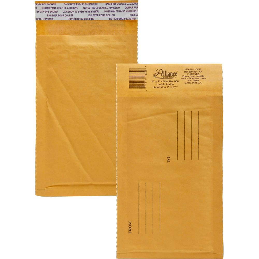 Alliance Envelopes No. 000 Bubble Cushioned 4"x8" 10800