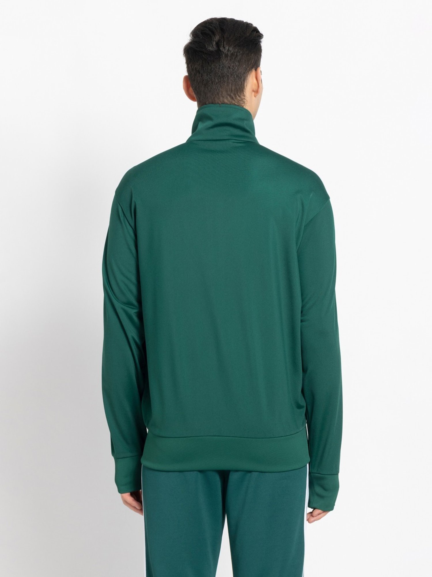 Adidas Originals Green Regular Fit Striped Sports Jacket