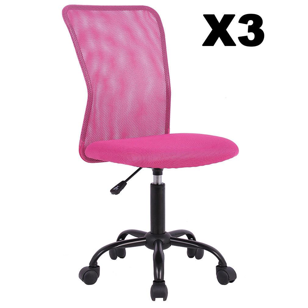 Set Of 3 Mesh Office Chair Computer Mid-Back Task Swivel Seat Ergonomic Chair