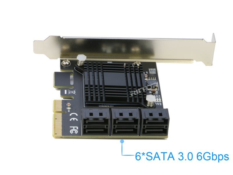 SATA iii Card 6 Port PCI-e Express x4 to SATA 6Gbps Expansion Controller Card Adapter, Come with Low Profile Bracket and SATA Cable