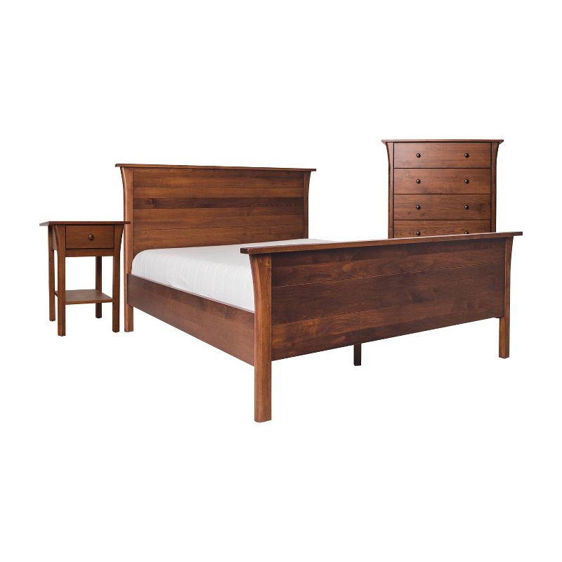 3pc California King Gevina Solid Maple Wood Bedroom Set with 5 Drawer Chest Dark Cherry - HOMES: Inside + Out