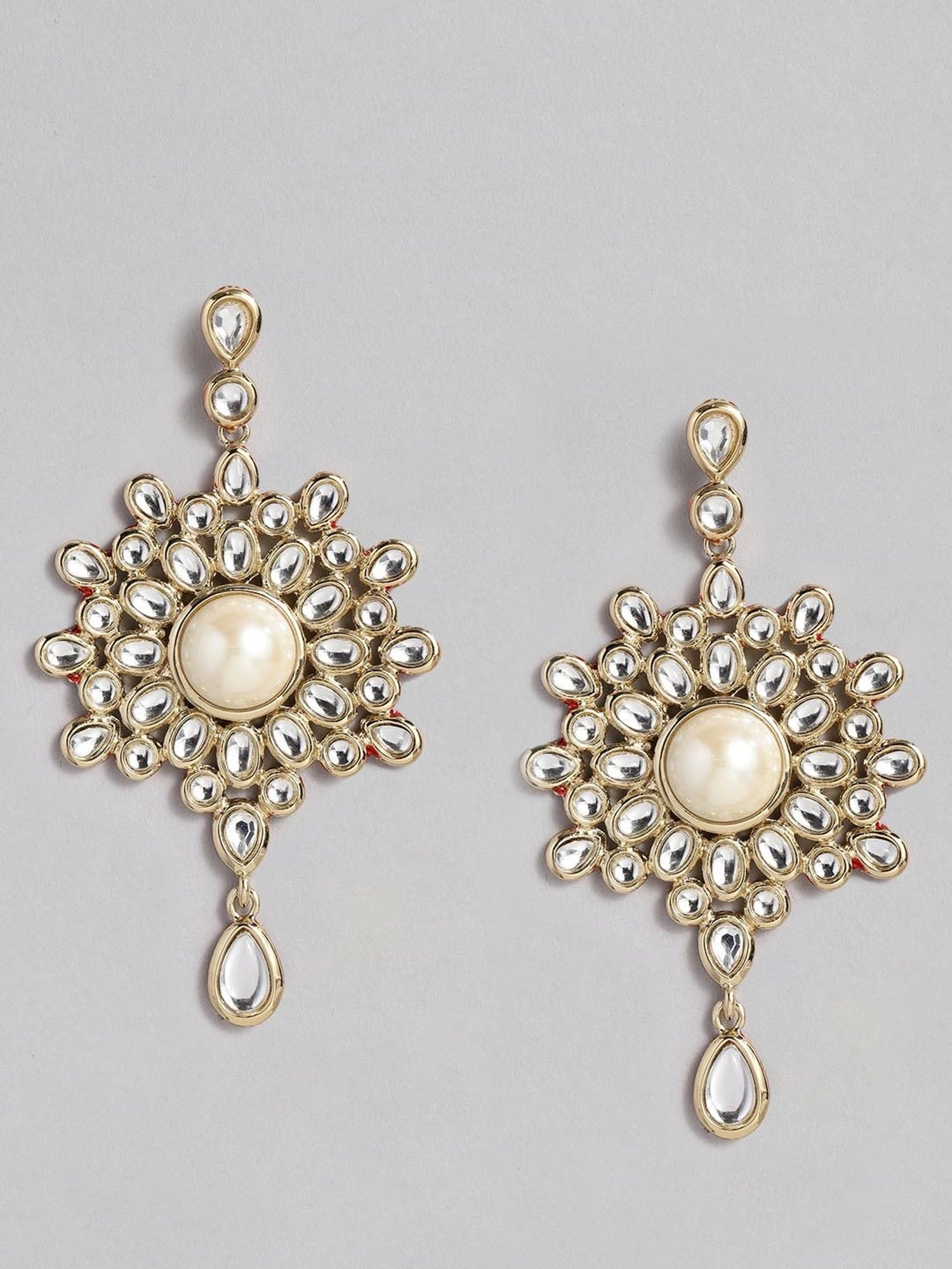 Estele Gold-Plated Antique Traditional Kundan & Pearl Necklace Set for Women