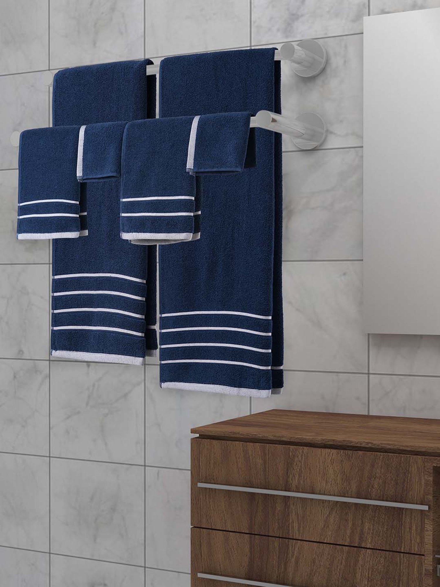 Mark Home Simply Soft Navy Cotton 500 GSM Zero Twist Anti Bacterial Bath Linen Set