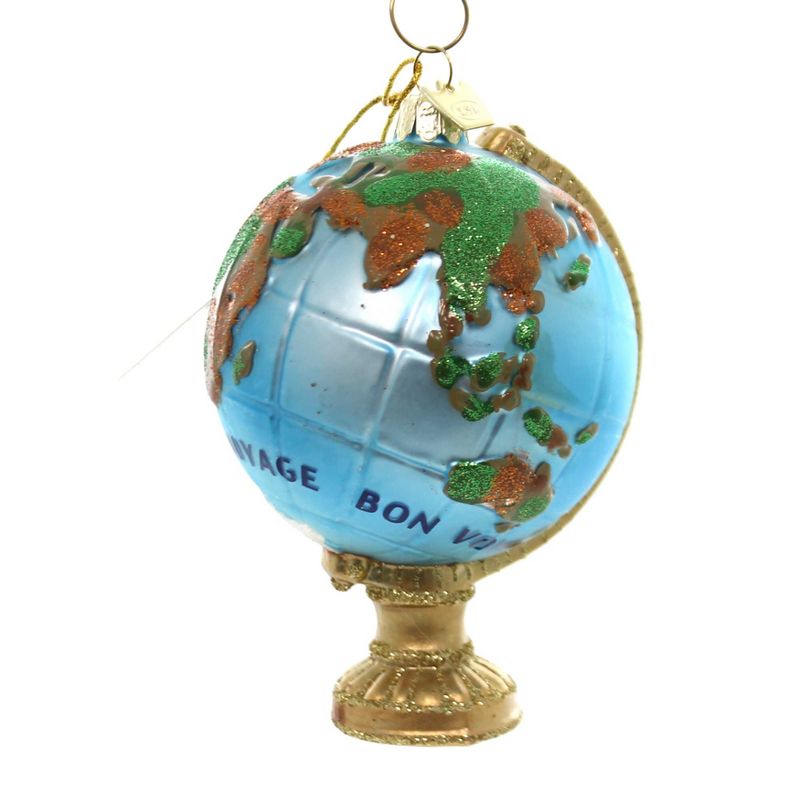 Noble Gems 4.5" Travel Globe With Airplane Orn Atlas Bon Voyage  -  Tree Ornaments