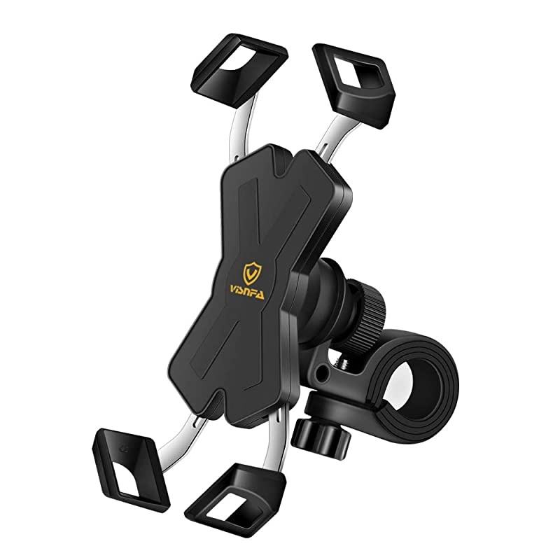 New Bike Phone Mount with Stainless Steel Clamp Arms Anti Shake and Stable 360&deg; Rotation Bike AccessoriesBike Phone Holder for Any Smartphones GPS Other Devices Between 4 and 7 inches
