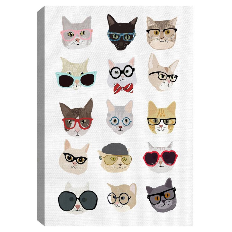 24" x 36" Cats with Glasses by Hanna Melin Art on Canvas - Fine Art Canvas