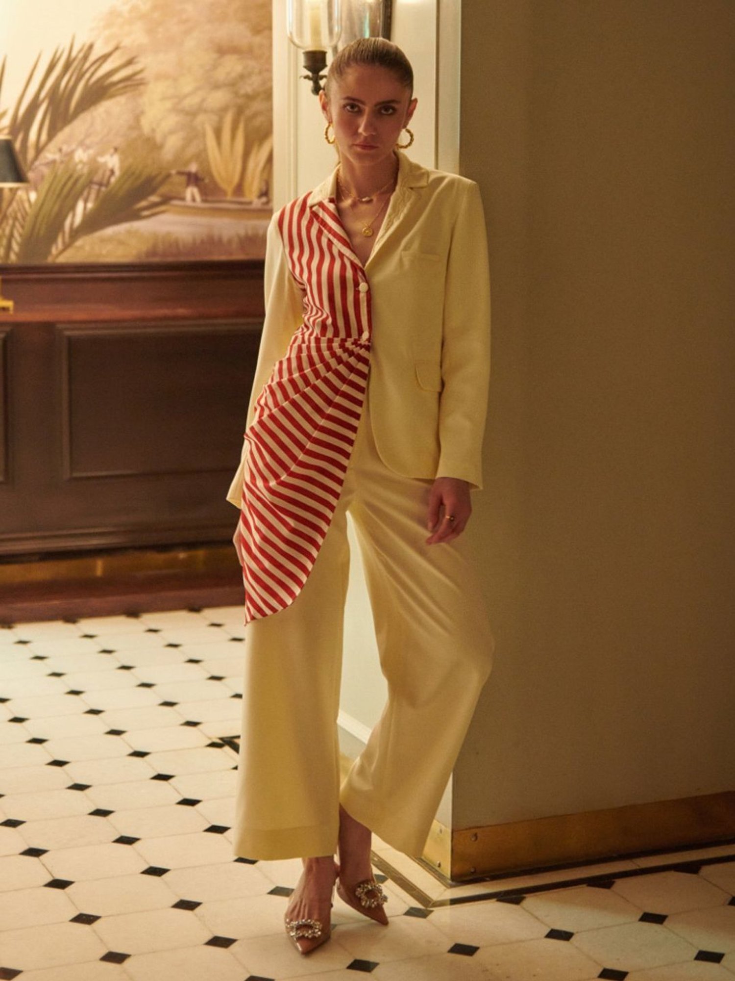 Cin Cin Off White & Red Stripes Audace Party Edit Grazia Jacket With Pant