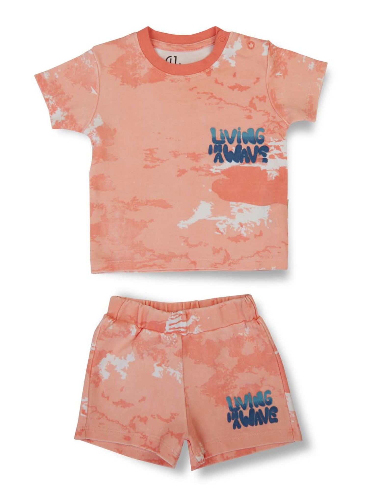 Gini & Jony Kids Peach Printed T-Shirt Set