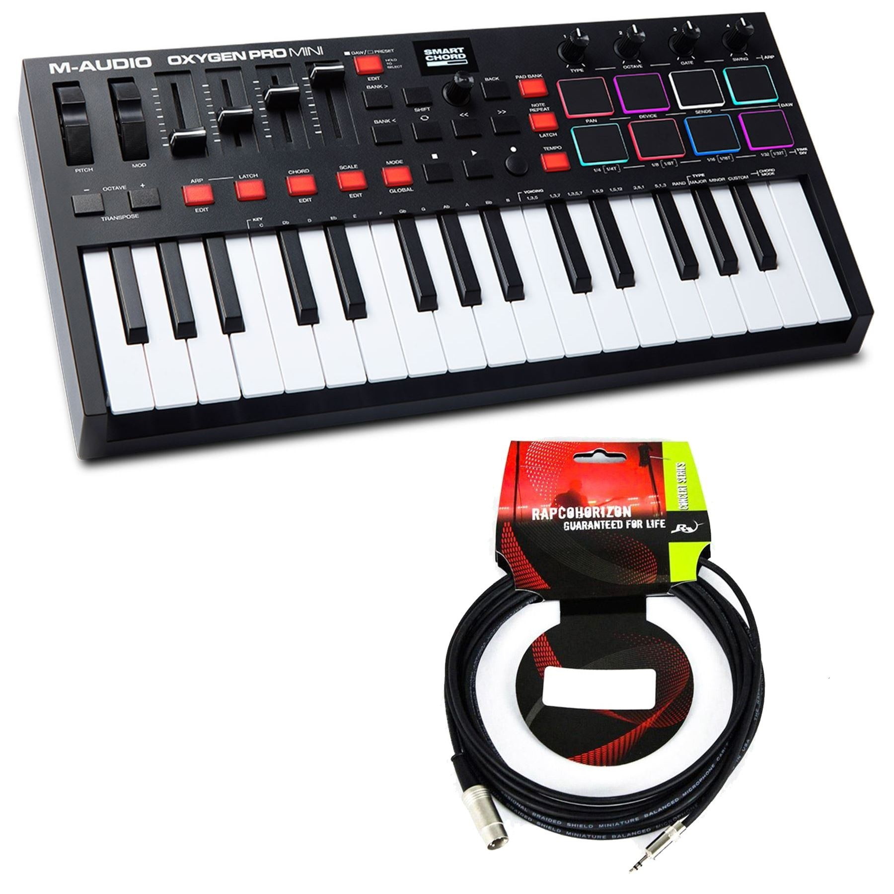 M-Audio Oxygen PRO Mini w/ 1/8" to Standard MIDI Cable Bundle