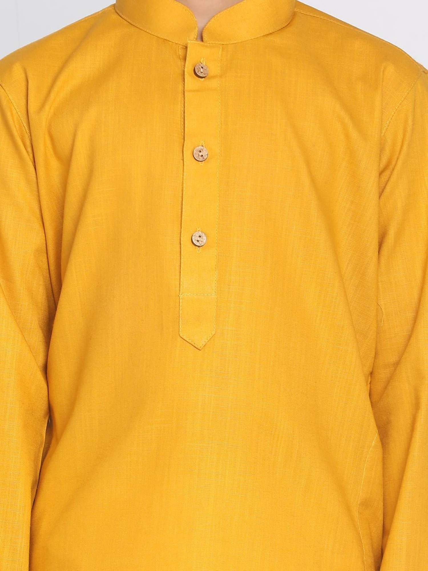 VASTRAMAY Kids Yellow & White Cotton Kurta Set