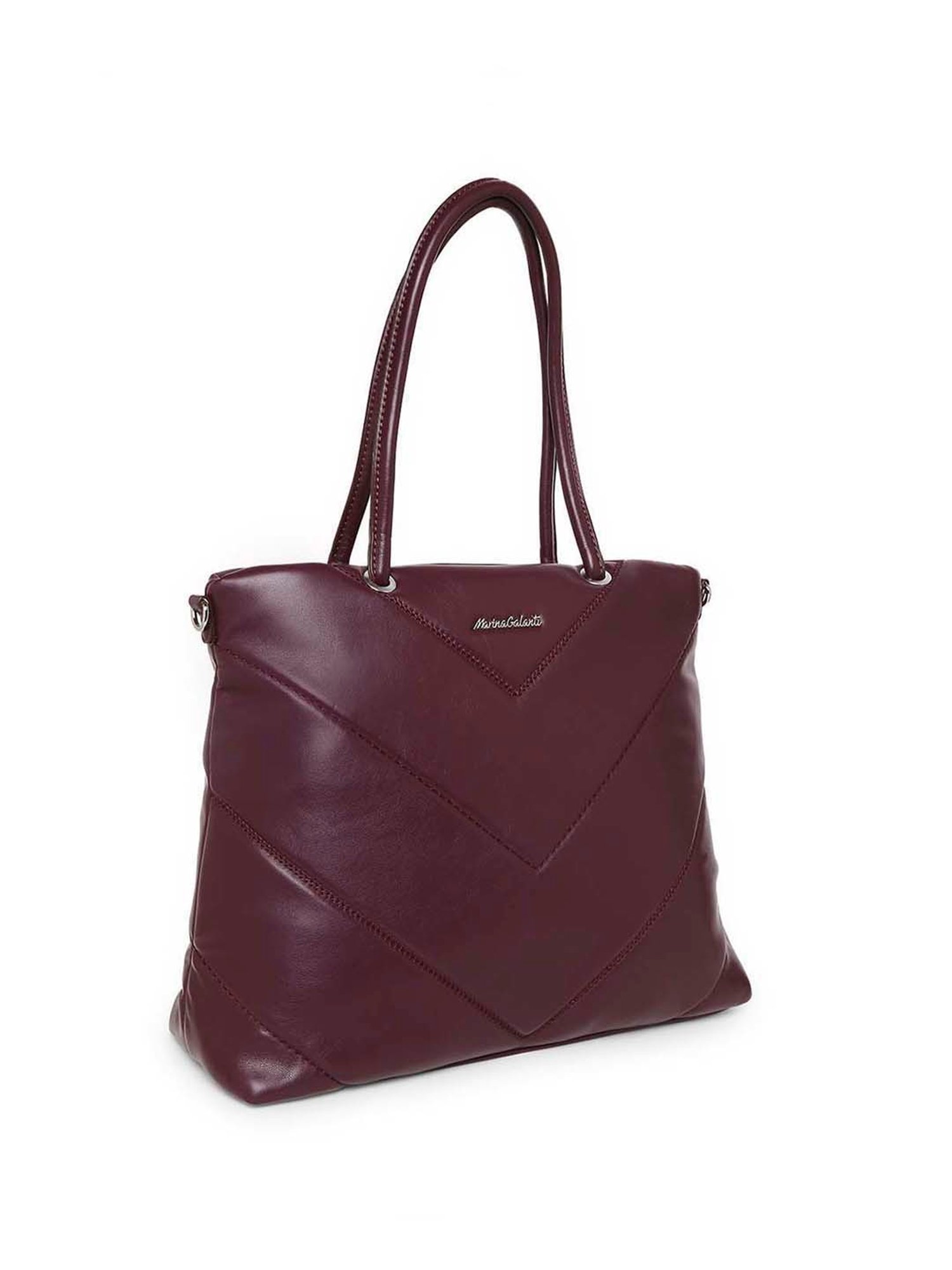 Marina Galanti Maroon Quilted Medium Tote Handbag