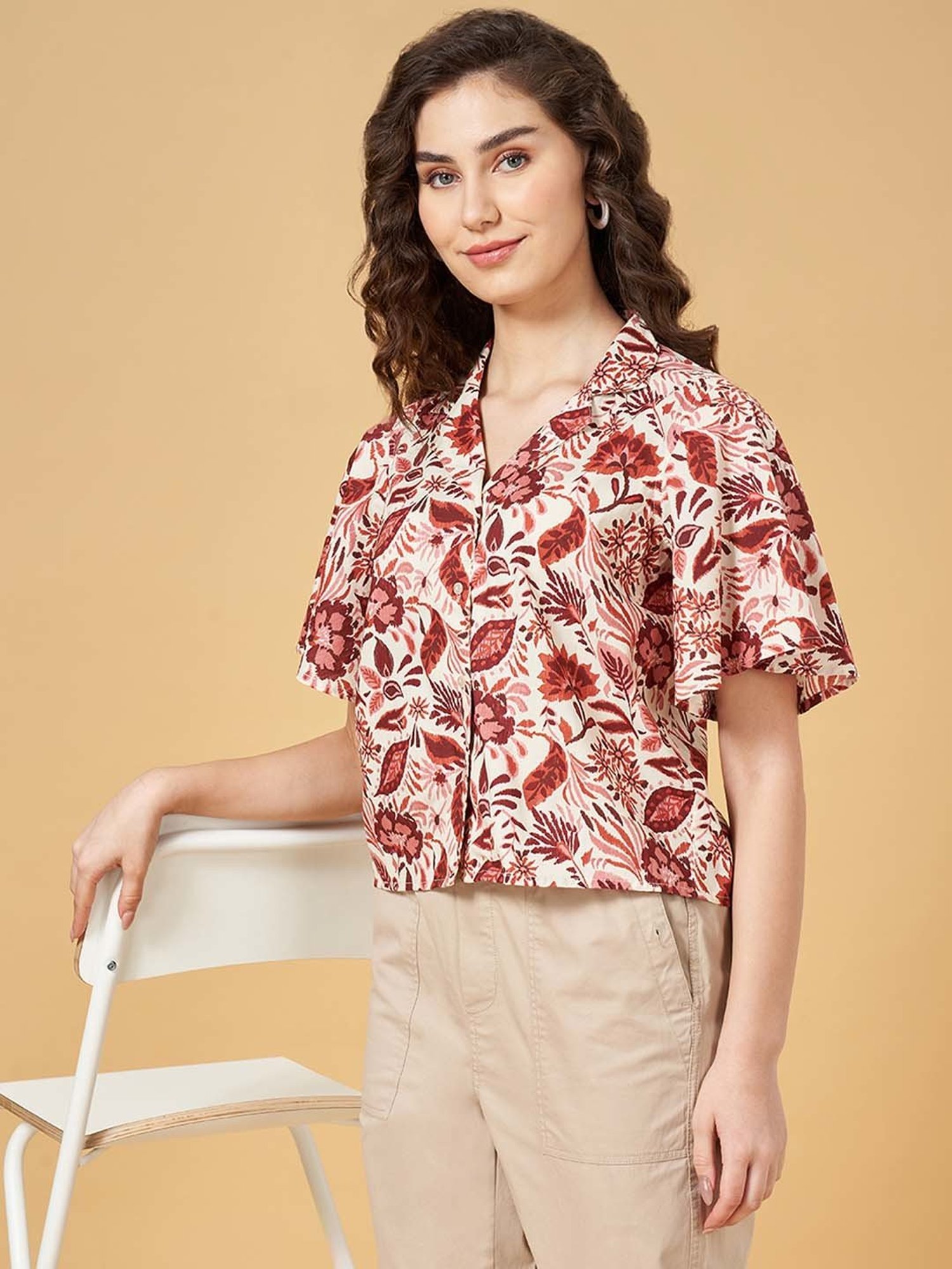 Honey by Pantaloons Maroon Printed Top