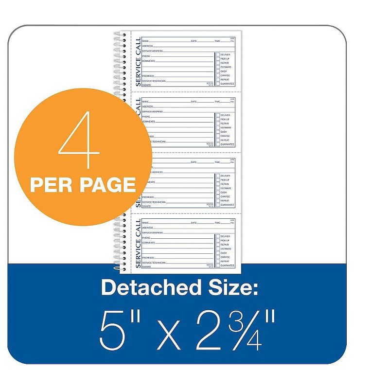 Adams Service Call Book Spiral bound 5-1/4"x11" SC1155