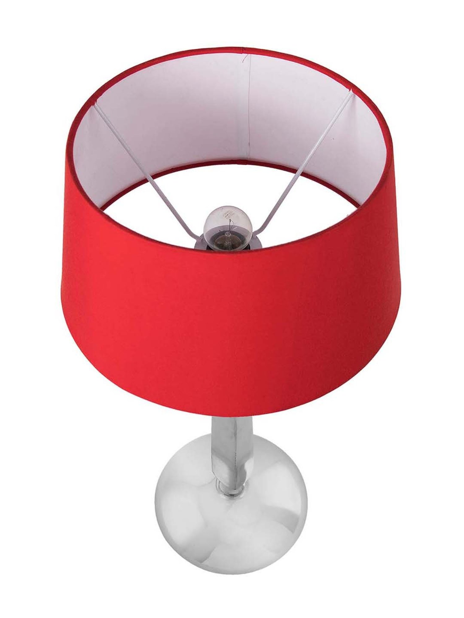 Homesake Silver Classic Cubist Chrome Lamp with Red Shade (Bulb Included) - Set of 1