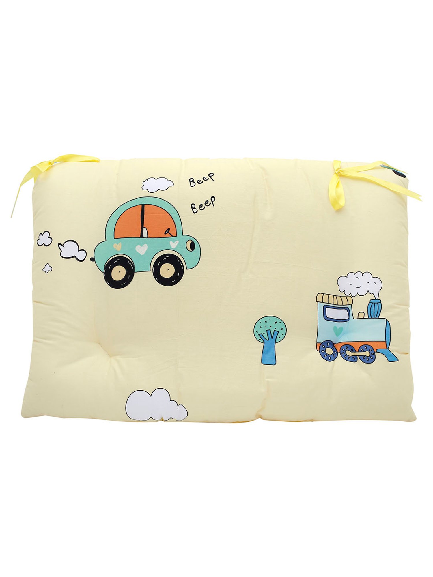 Baby Moo Vintage Ride Yellow Mattress Set with Neck Pillow and Bolsters