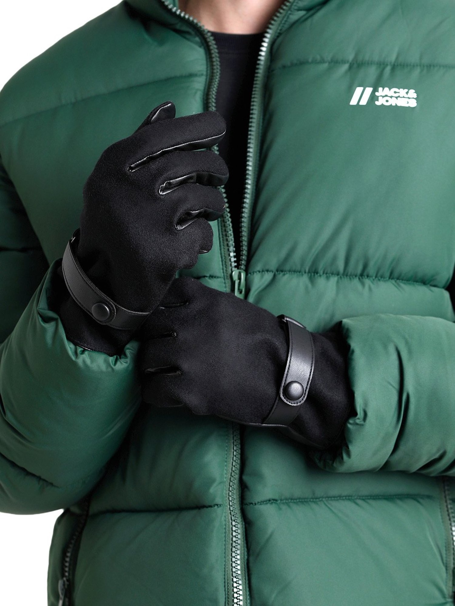 Royal Enfield Black Leather Solid Gloves