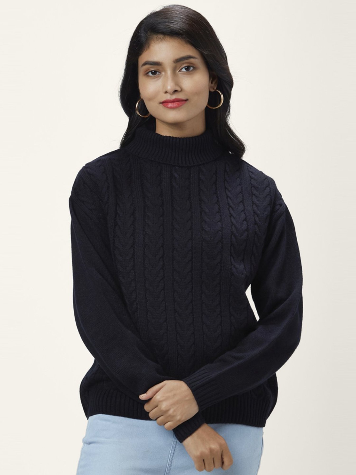 Honey by Pantaloons Navy Self Pattern Sweater