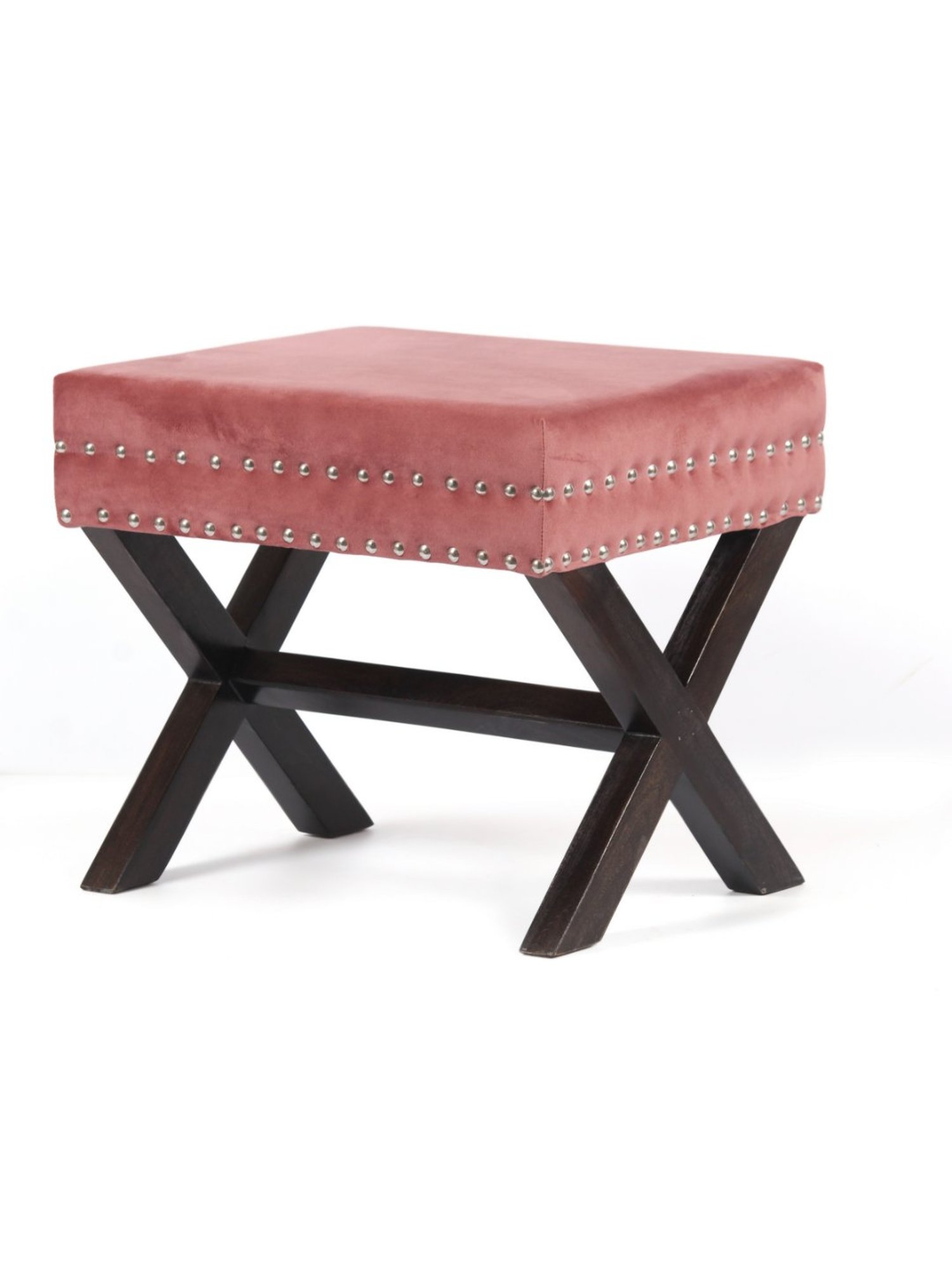 Ikiriya Rosslyn Solid Pink & Brown Wood Stool